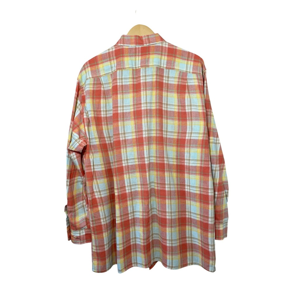 Territory Ahead Men Plaid Button Down Shirt Long‎ Sleeve Cotton Linen Blend XL - Picture 2 of 4
